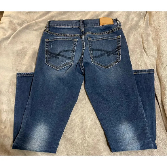 Aeropostale Women Denim SZ 00 XS Short/ Girls Large Dark Jeggings Denim Distress - Picture 2 of 5
